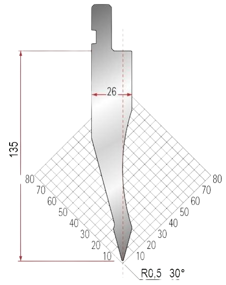 30ºPunch Size:130*26*835
